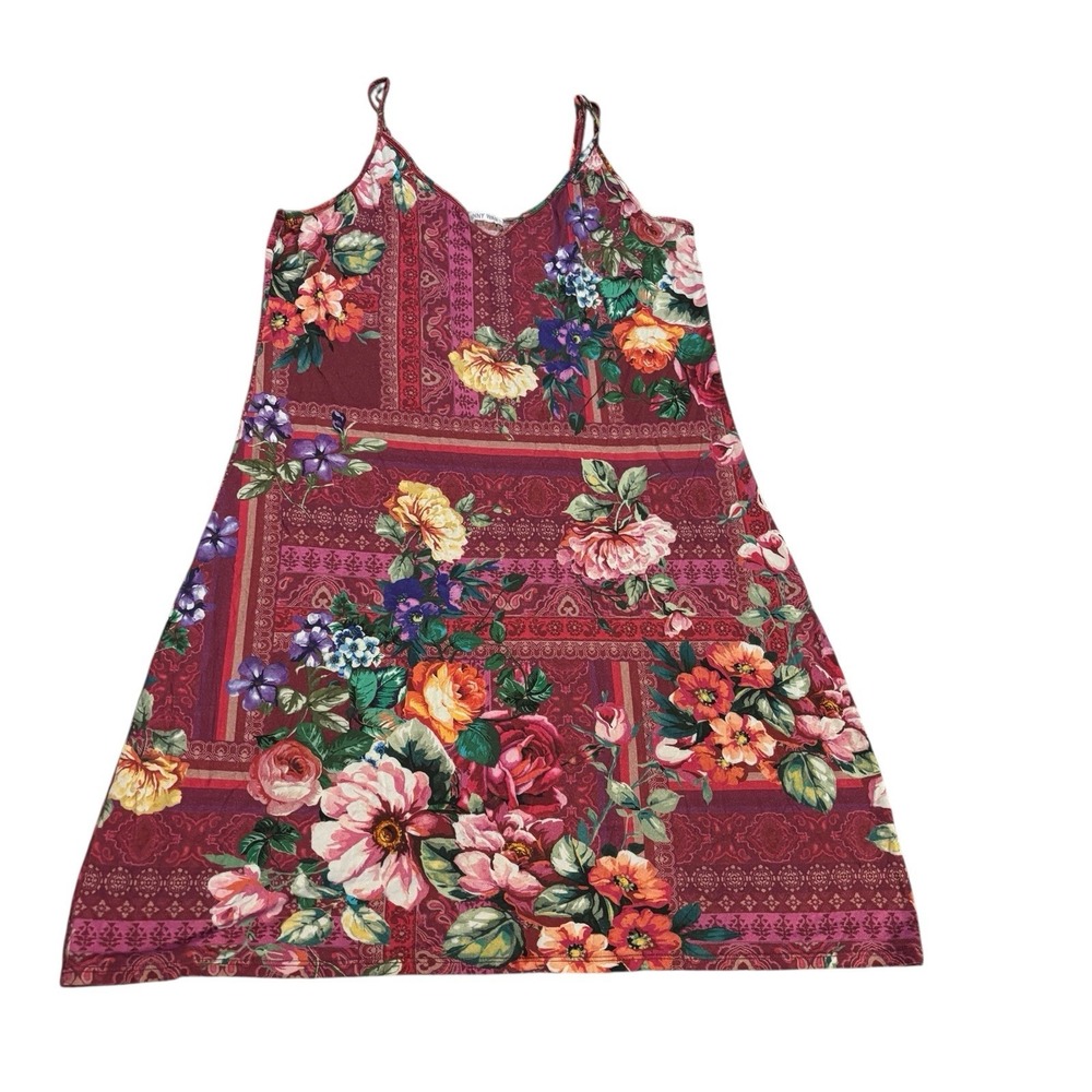 Johnny Was Floral Mini Dress Red Womens XXS Boho Casual Lightweight